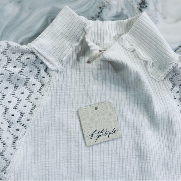 FREE PEOPLE Love Too Much Lace Sleeve Top In Ivory XS like new - Picture 13 of 13